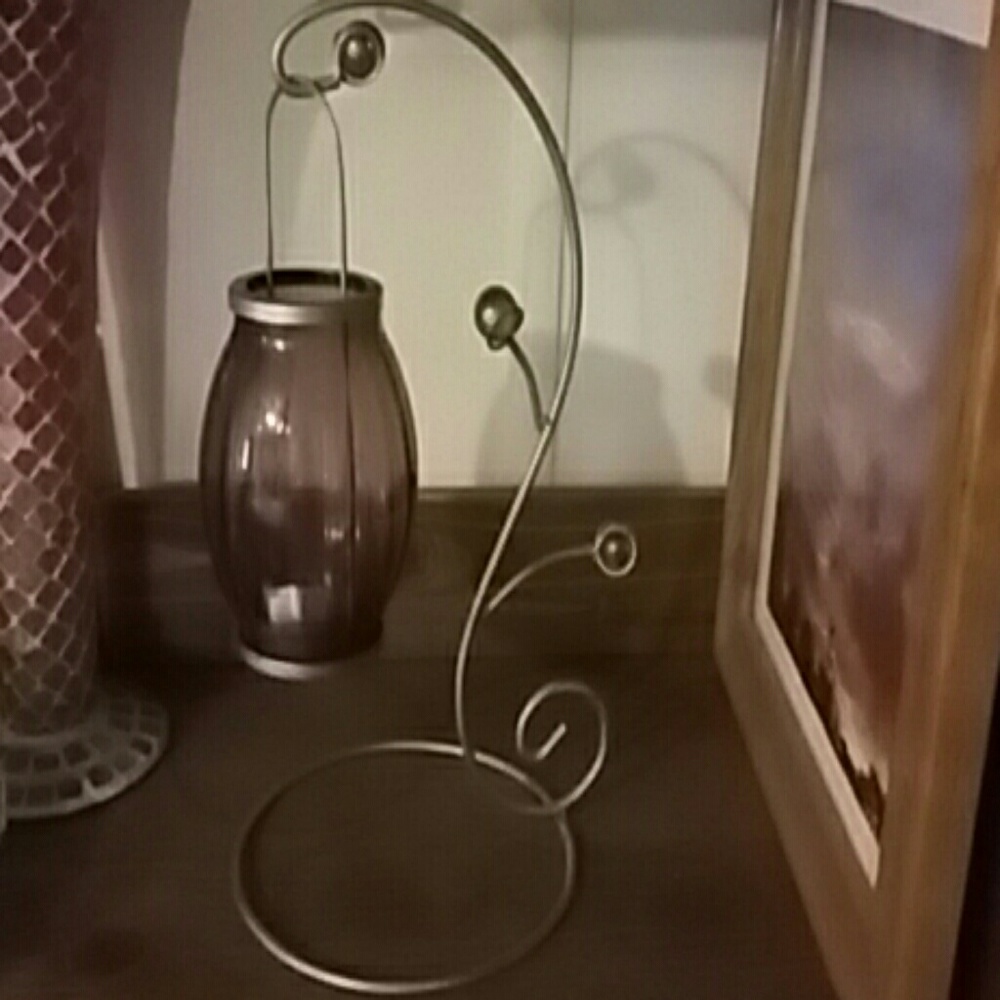 Vintage Table Candle holds glass globe and.metal stand